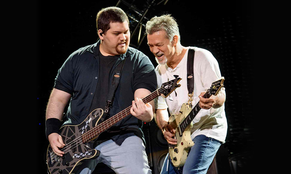 Wolfgang Van Halen playing with the father Eddie.