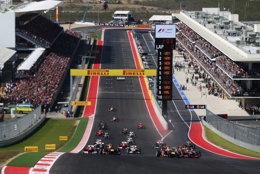 From Turn 1 down the straight.